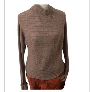 LUSE size S heathered brown mock turtleneck cuffed long sleeve sweater EUC